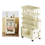 Rolling Mobile Bookshelf with Wheels 5 Tiers Large Capacity Strong Load Bearing Capacity Utility Cart for Study Kitchen Khaki