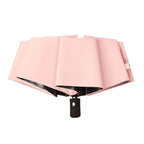 Travel Umbrella Sun Rain 3 Fold 8 Ribs Button Operation Light Weight Umbrella for Women Girl Daily Men Light Pink