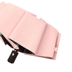 Travel Umbrella Sun Rain 3 Fold 8 Ribs Button Operation Light Weight Umbrella for Women Girl Daily Men Light Pink