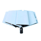 Travel Umbrella Sun Rain 3 Fold 8 Ribs Button Operation Light Weight Umbrella for Women Girl Daily Men Light Blue