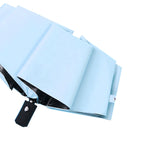 Travel Umbrella Sun Rain 3 Fold 8 Ribs Button Operation Light Weight Umbrella for Women Girl Daily Men Light Blue