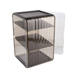 Cup Storage Rack Dustproof Stackable Plastic Clear Cup Organizer Box for Cabinet Desktop Large Black