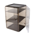 Cup Storage Rack Dustproof Stackable Plastic Clear Cup Organizer Box for Cabinet Desktop Large Black