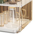 Cup Storage Rack Dustproof Stackable Plastic Clear Cup Organizer Box for Cabinet Desktop Large White