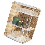Cup Storage Rack Dustproof Stackable Plastic Clear Cup Organizer Box for Cabinet Desktop Large White