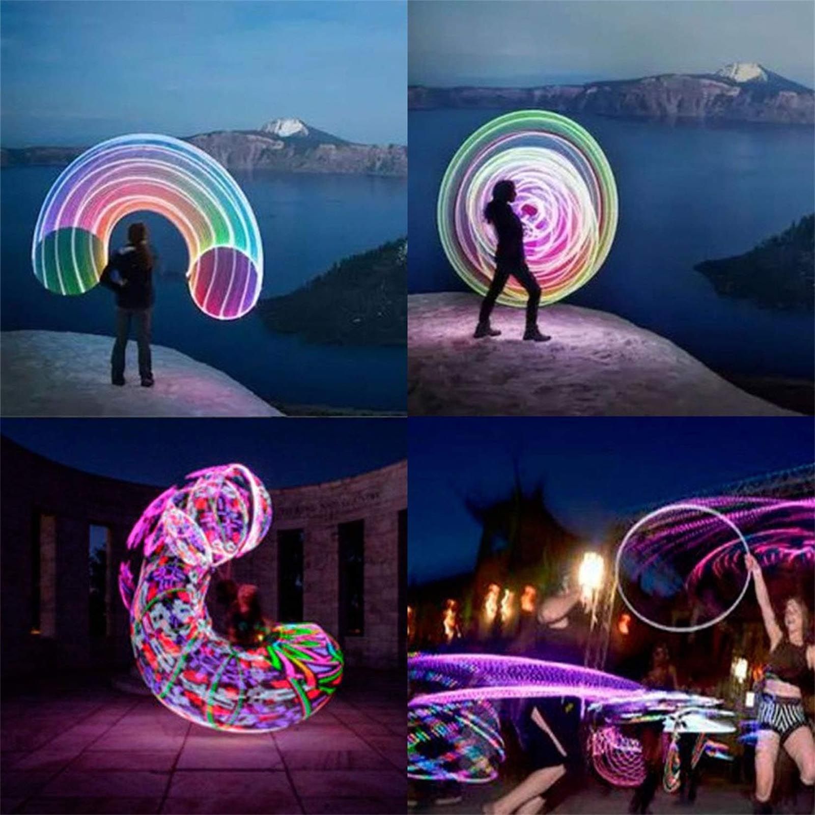 35 Inch LED Hoop RGB Auto Color Changing Dance Exercise Light Up Hoop Fitness Equipment for Kids Adults Beginners