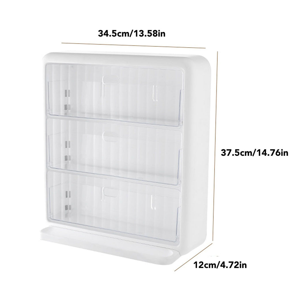 Wall Mounted Coffee Capsule Holder Clear Acrylic Compact Tea Bag Storage Rack for Office L Two Layer Without Grids + One Layer with Three Compartments