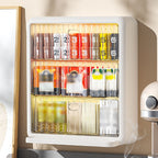 Wall Mounted Coffee Capsule Holder Clear Acrylic Compact Tea Bag Storage Rack for Office L Two Layer Without Grids + One Layer with Three Compartments