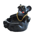 Cartoon Animal Ashtray Household Innovative Decorative Bully Dog Ashtray for Living Room Black