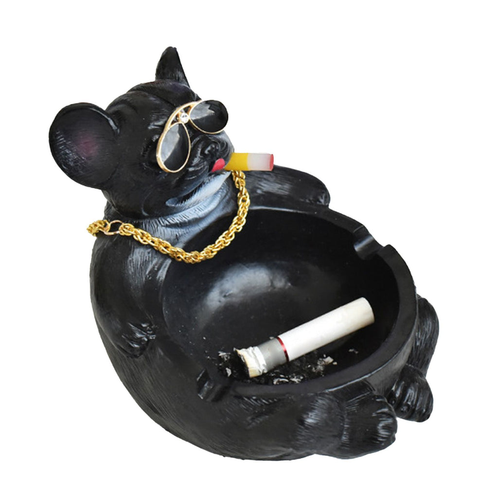 Cartoon Animal Ashtray Household Innovative Decorative Bully Dog Ashtray for Living Room Black