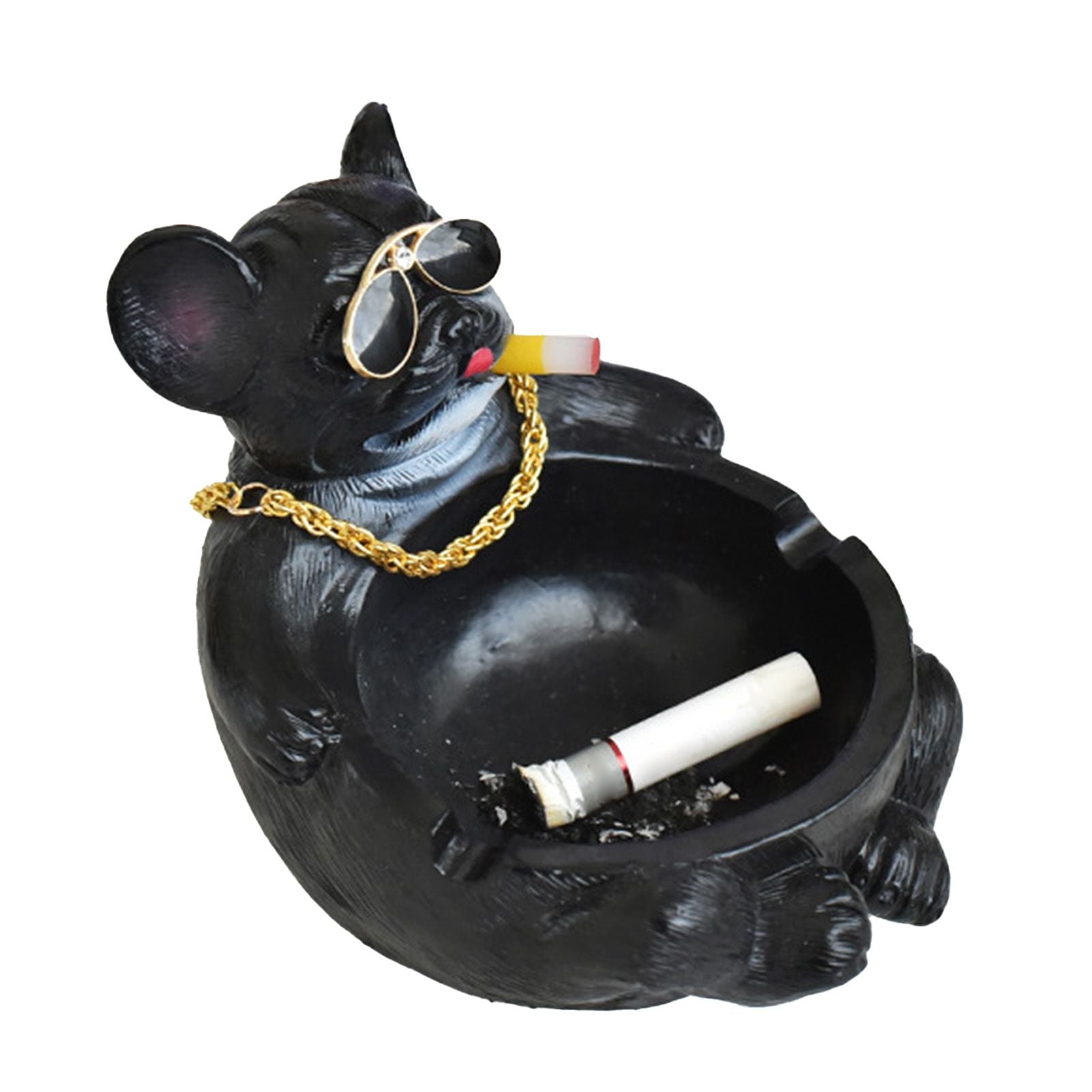 Cartoon Animal Ashtray Household Innovative Decorative Bully Dog Ashtray for Living Room Black