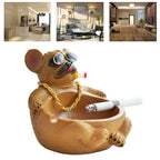 Cartoon Animal Ashtray Household Innovative Decorative Bully Dog Ashtray for Living Room Brown