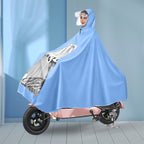 Electric Motorcycle Rain Cape Extended Full Body with Helmet Rainstorm Proof for Mobility Scooter Bicycle Cycling Sky Blue XXXXL