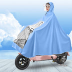 Electric Motorcycle Rain Cape Extended Full Body with Helmet Rainstorm Proof for Mobility Scooter Bicycle Cycling Sky Blue XXXL