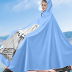 Electric Motorcycle Rain Cape Extended Full Body with Helmet Rainstorm Proof for Mobility Scooter Bicycle Cycling Sky Blue XXXL