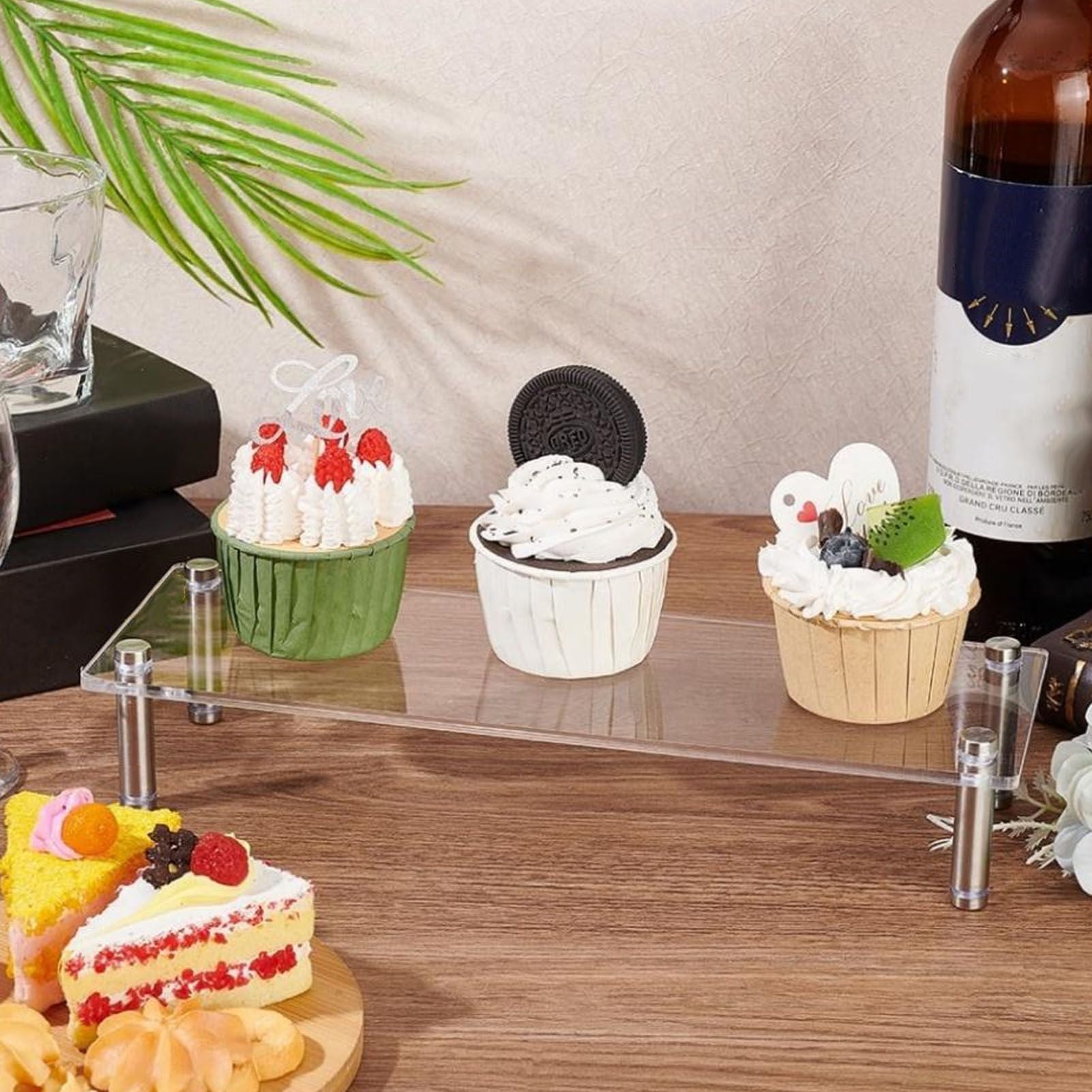 Cupcake Display Stand Multifunctional Acrylic Riser Display Stand for Food Dessert Transparent