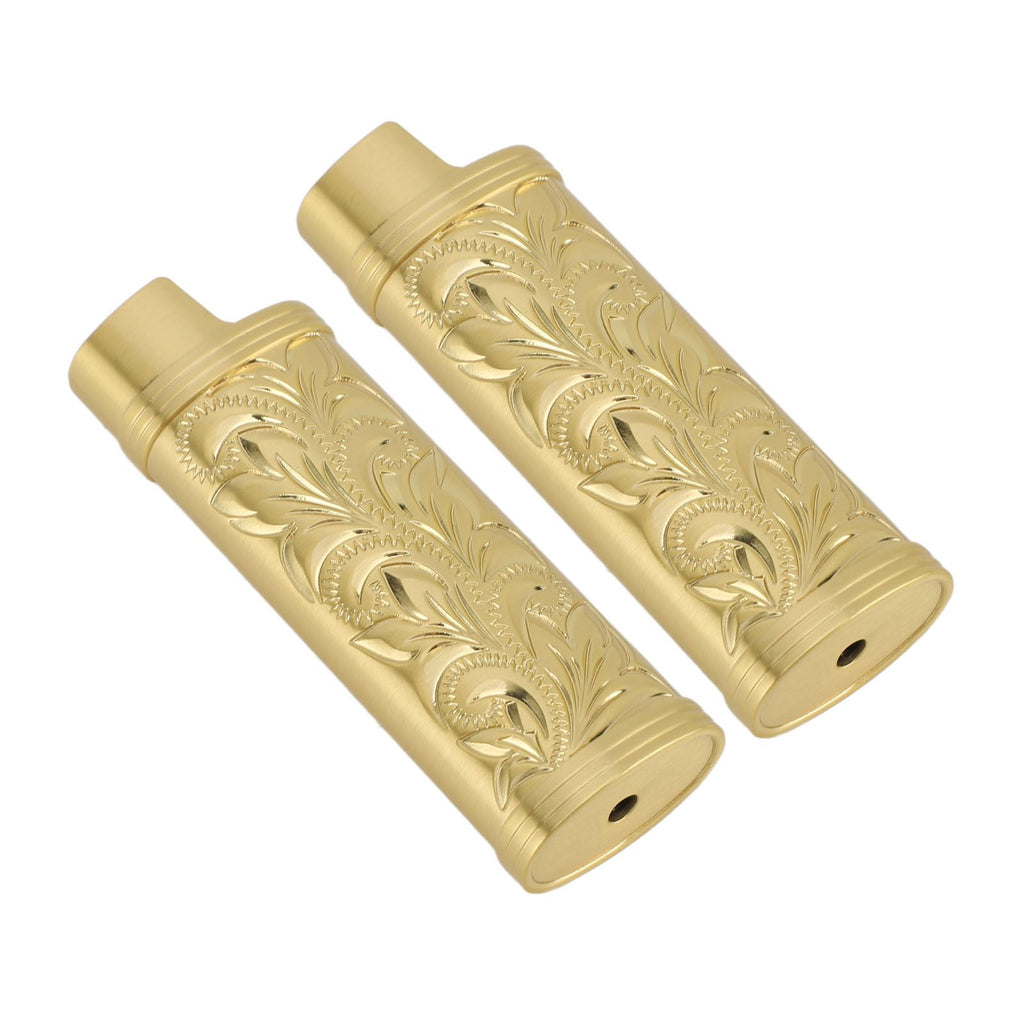 2Pcs Lighter Case Zinc Alloy Lighter Storage Container Floral Pattern for Outdoor Camping Hiking Gold