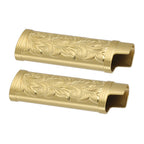 2Pcs Lighter Case Zinc Alloy Lighter Storage Container Floral Pattern for Outdoor Camping Hiking Gold