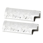 2Pcs Lighter Case Zinc Alloy Lighter Storage Container Floral Pattern for Outdoor Camping Hiking Silver