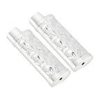 2Pcs Lighter Case Zinc Alloy Lighter Storage Container Floral Pattern for Outdoor Camping Hiking Silver