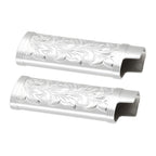 2Pcs Lighter Case Zinc Alloy Lighter Storage Container Floral Pattern for Outdoor Camping Hiking Silver