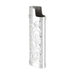 2Pcs Lighter Case Zinc Alloy Lighter Storage Container Floral Pattern for Outdoor Camping Hiking Silver