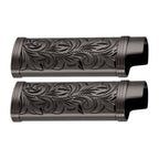 2Pcs Lighter Case Zinc Alloy Lighter Storage Container Floral Pattern for Outdoor Camping Hiking Black
