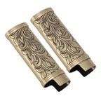 2Pcs Lighter Case Zinc Alloy Lighter Storage Container Floral Pattern for Outdoor Camping Hiking Bronze