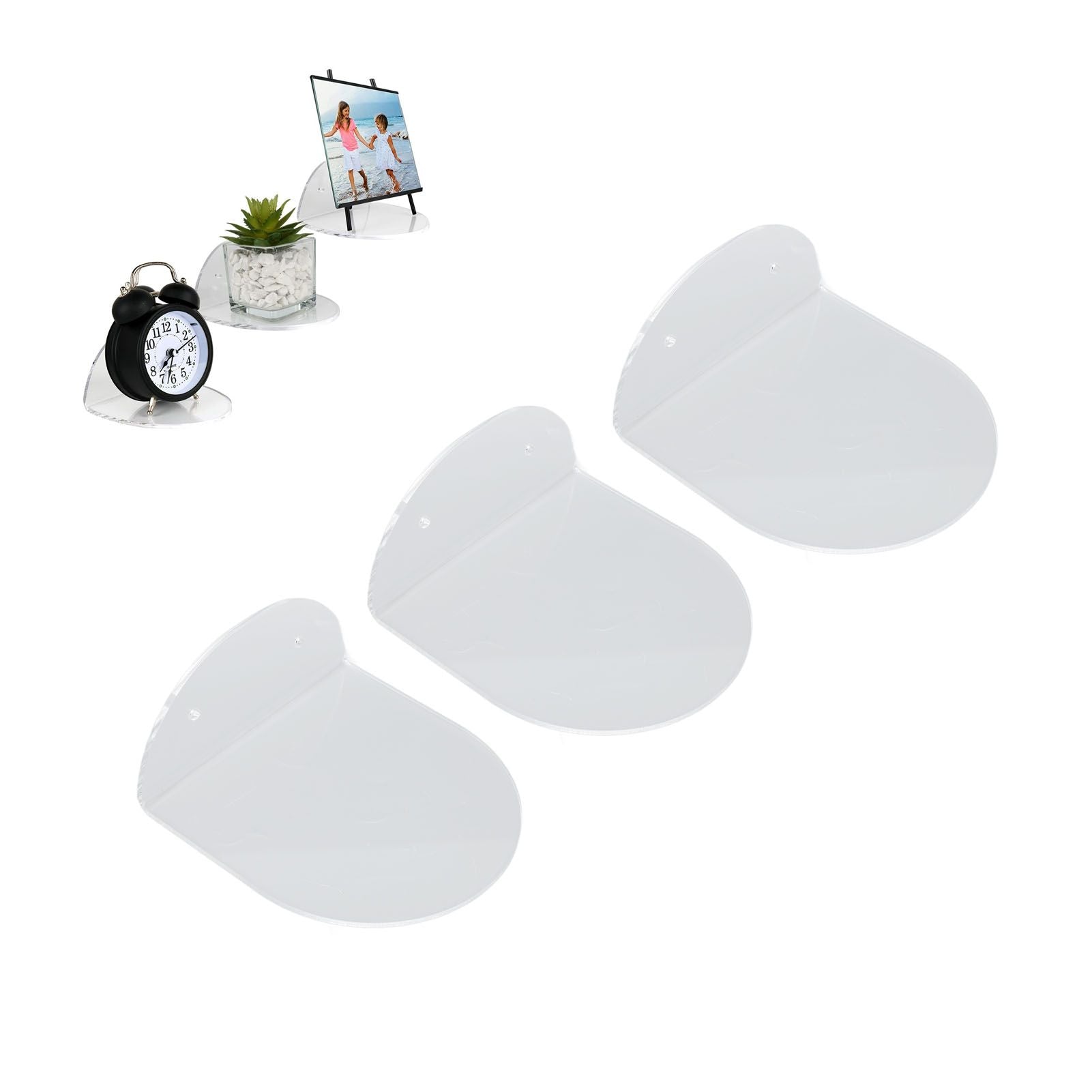 3pcs Wall Speaker Floating Shelves Acrylic Waterproof Wall Mounted Speaker Display Stand for Baby Camera Small Alarm Clock Transparent