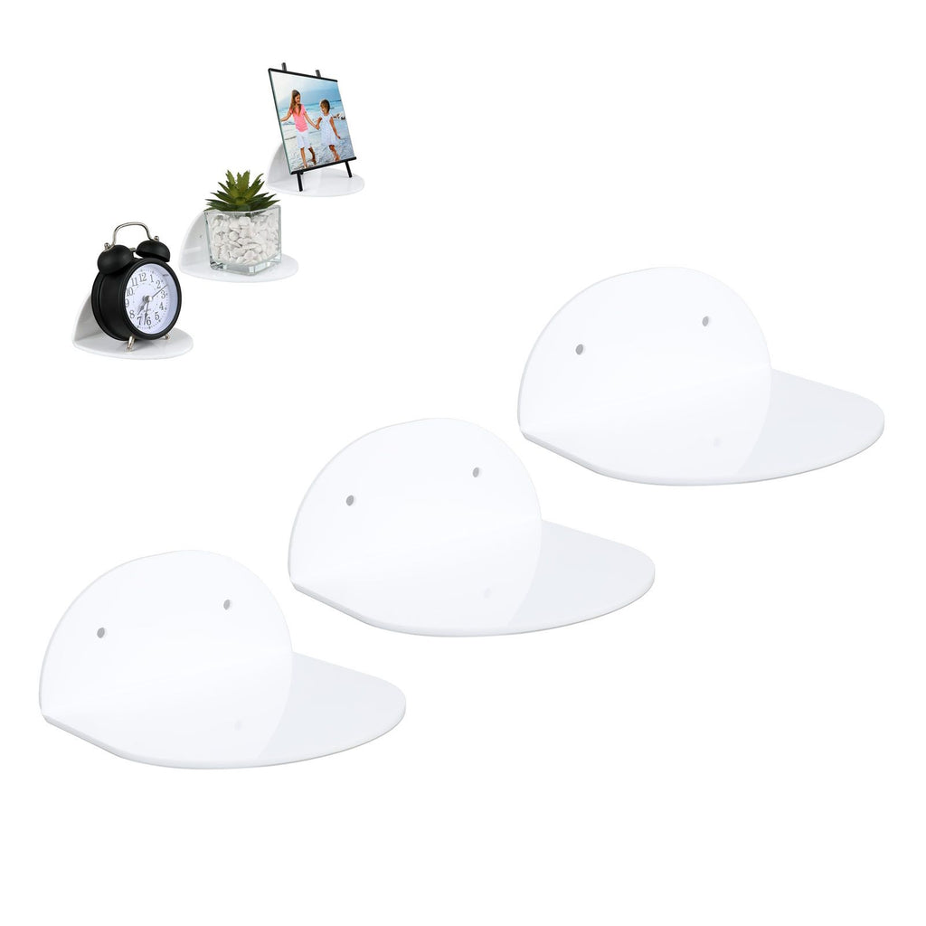 3pcs Wall Speaker Floating Shelves Acrylic Waterproof Wall Mounted Speaker Display Stand for Baby Camera Small Alarm Clock White