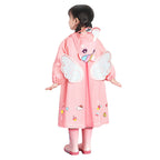 Kids Raincoat Waterproof Cute Pattern Lightweight Portable Children Hooded Rainwear for Girl Boy Pink M