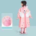 Kids Raincoat Waterproof Cute Pattern Lightweight Portable Children Hooded Rainwear for Girl Boy Pink M