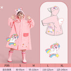 Kids Raincoat Waterproof Cute Pattern Lightweight Portable Children Hooded Rainwear for Girl Boy Pink L