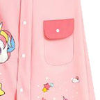 Kids Raincoat Waterproof Cute Pattern Lightweight Portable Children Hooded Rainwear for Girl Boy Pink XL