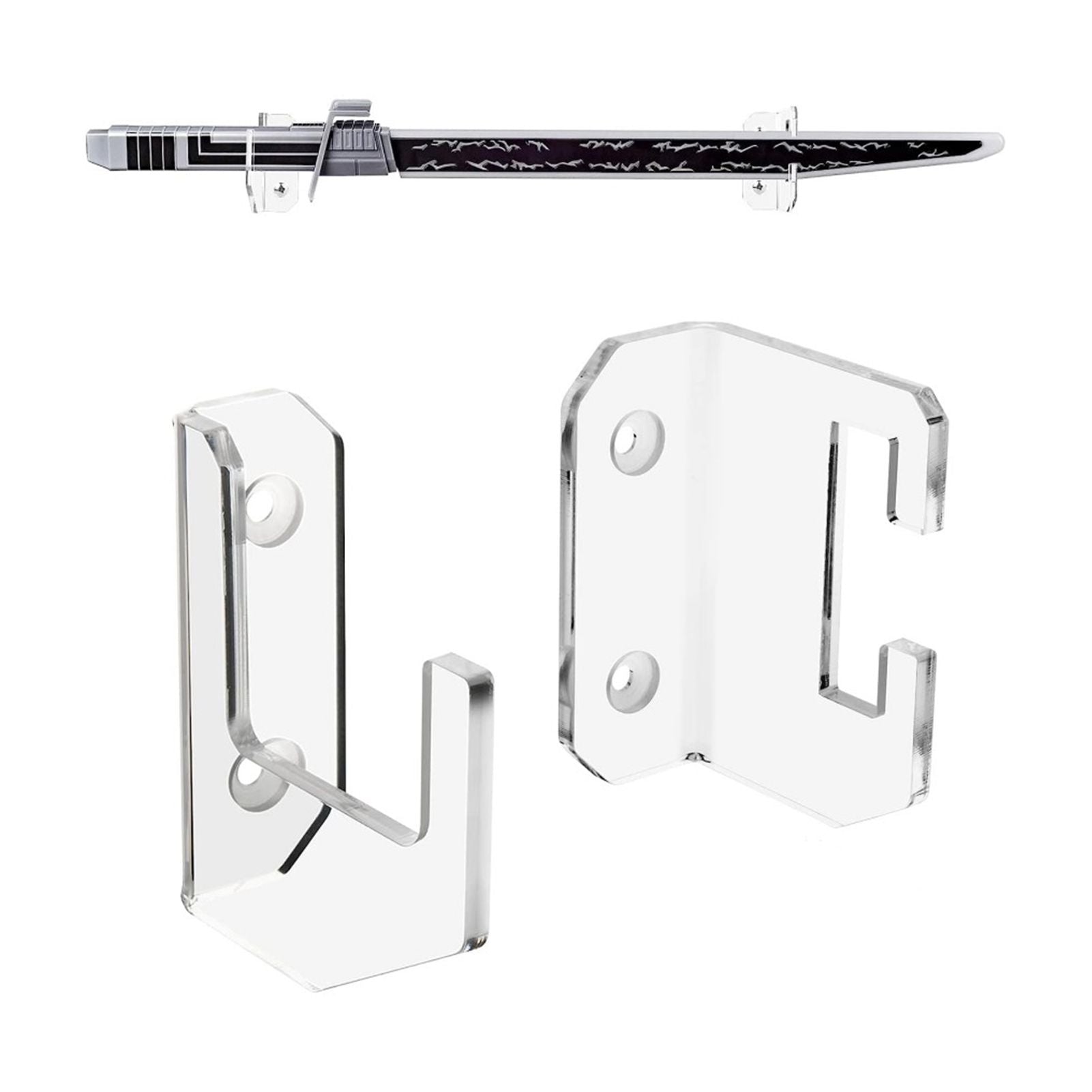 Samurai Sword Holder Horizontal Wall Mount Acrylic Sword Rack Flat Blade Display Stand with Screws Transparent