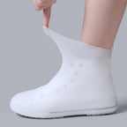 Rain Shoe Covers Waterproof Dustproof Reusable Overshoes Thickened Silicone Shoe Covers for Women Men White Mid Calf L (37 to 39 Sizes)