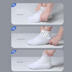 Rain Shoe Covers Waterproof Dustproof Reusable Overshoes Thickened Silicone Shoe Covers for Women Men White Mid Calf L (37 to 39 Sizes)