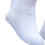 Rain Shoe Covers Waterproof Dustproof Reusable Overshoes Thickened Silicone Shoe Covers for Women Men White Mid Calf L (37 to 39 Sizes)