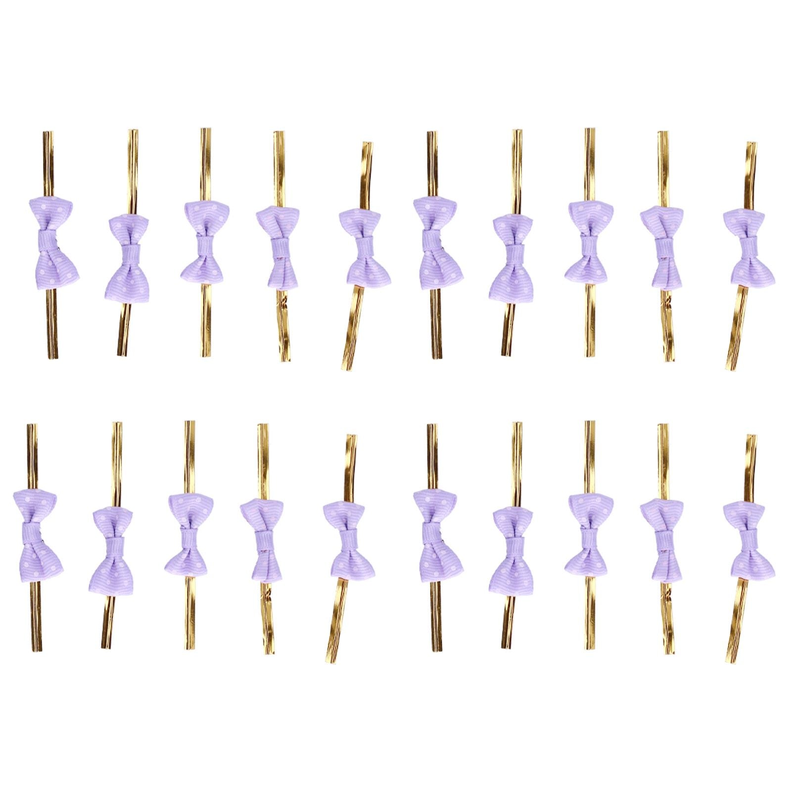 20pcs Bow Knot Twist Ties Biscuits Cookies DIY Baking Bag Ties for Gift Wrapping Weddings PartiesPurple