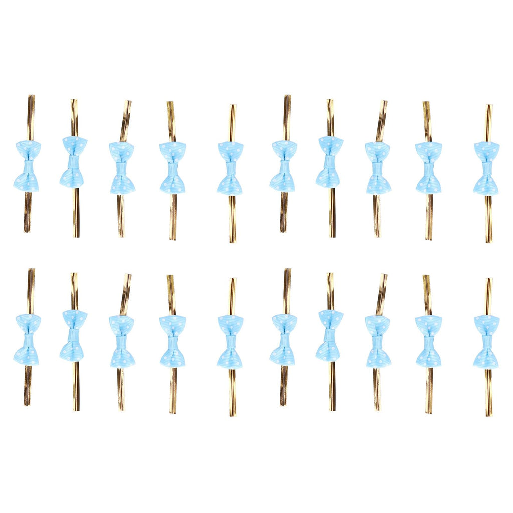 20pcs Bow Knot Twist Ties Biscuits Cookies DIY Baking Bag Ties for Gift Wrapping Weddings PartiesBlue