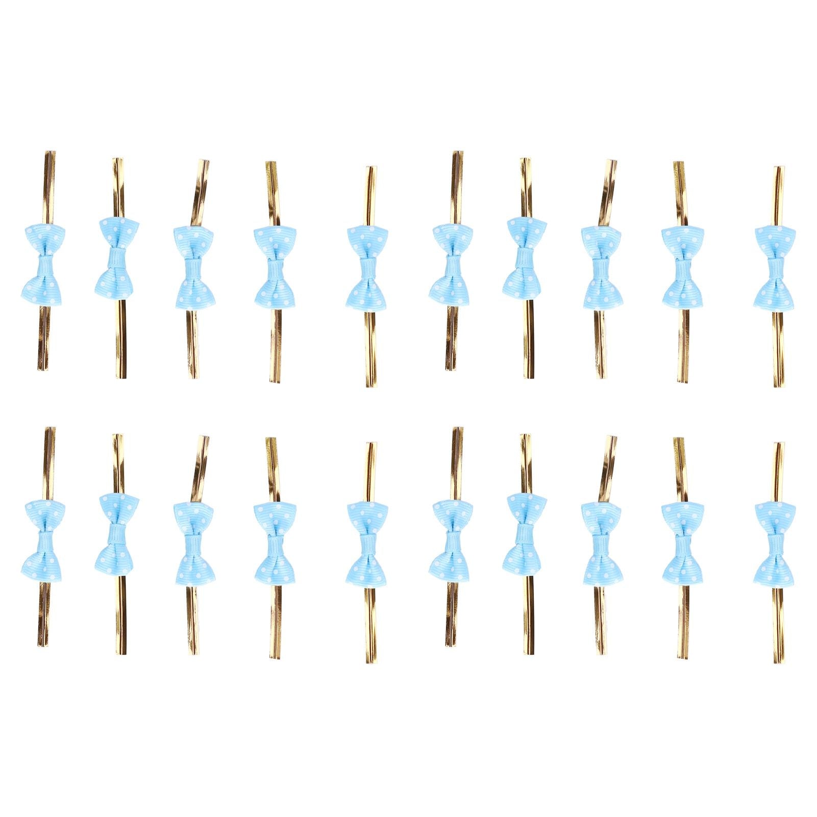 20pcs Bow Knot Twist Ties Biscuits Cookies DIY Baking Bag Ties for Gift Wrapping Weddings PartiesBlue