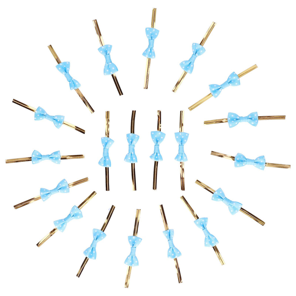 20pcs Bow Knot Twist Ties Biscuits Cookies DIY Baking Bag Ties for Gift Wrapping Weddings PartiesBlue