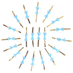 20pcs Bow Knot Twist Ties Biscuits Cookies DIY Baking Bag Ties for Gift Wrapping Weddings PartiesBlue