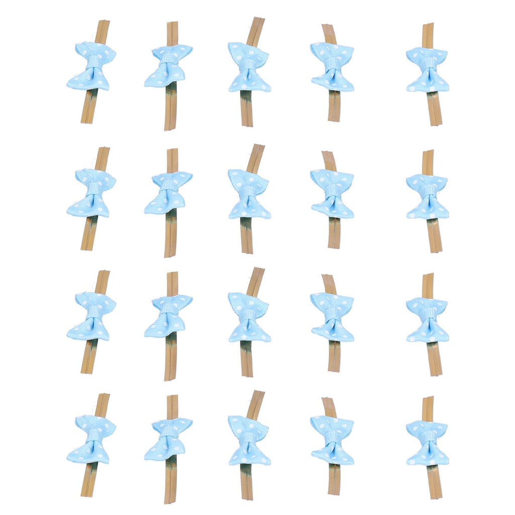 20pcs Bow Knot Twist Ties Biscuits Cookies DIY Baking Bag Ties for Gift Wrapping Weddings PartiesBlue
