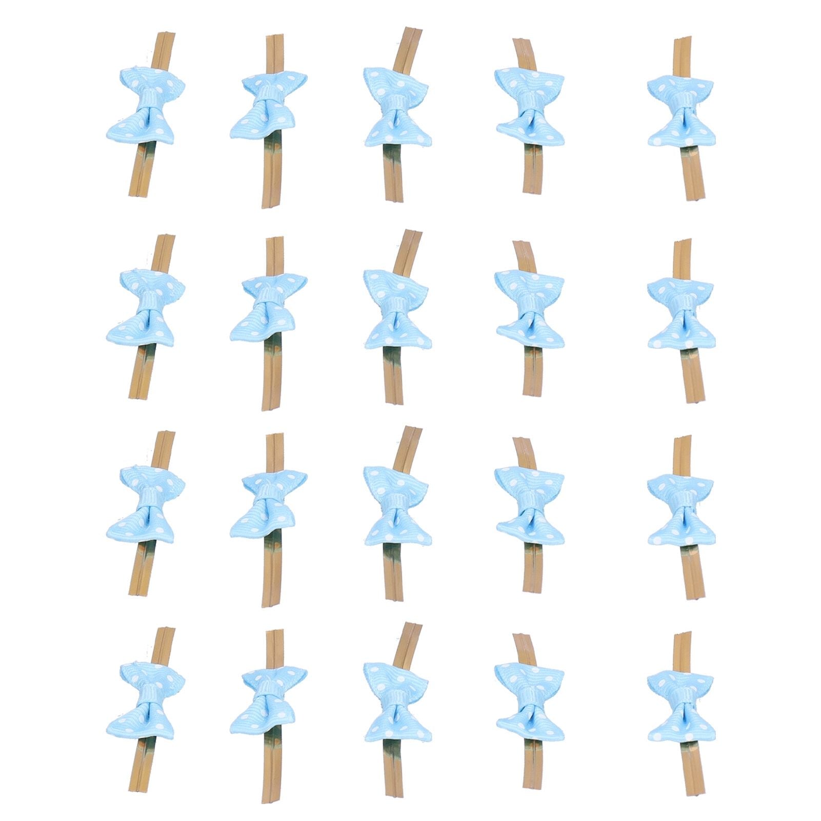 20pcs Bow Knot Twist Ties Biscuits Cookies DIY Baking Bag Ties for Gift Wrapping Weddings PartiesBlue