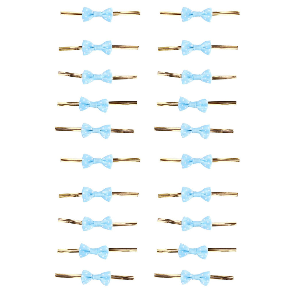 20pcs Bow Knot Twist Ties Biscuits Cookies DIY Baking Bag Ties for Gift Wrapping Weddings PartiesBlue