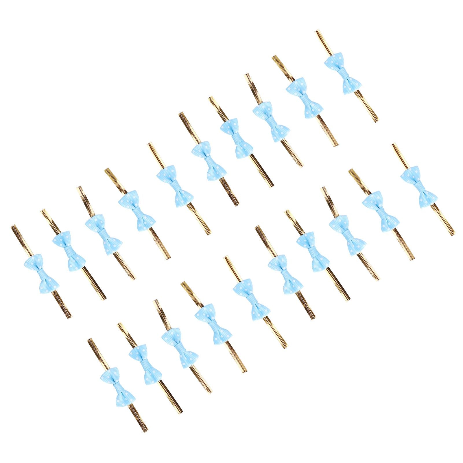 20pcs Bow Knot Twist Ties Biscuits Cookies DIY Baking Bag Ties for Gift Wrapping Weddings PartiesBlue