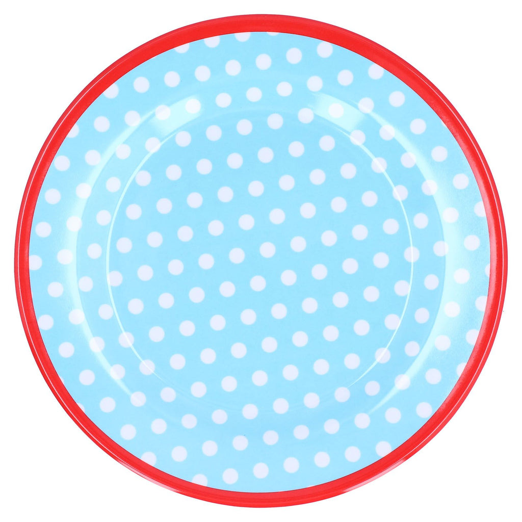 9in Imitation Porcelain Dinner Plate Decorative Reusable Snack Plate Lightweight Tableware for Cakes FruitLight Blue Dot