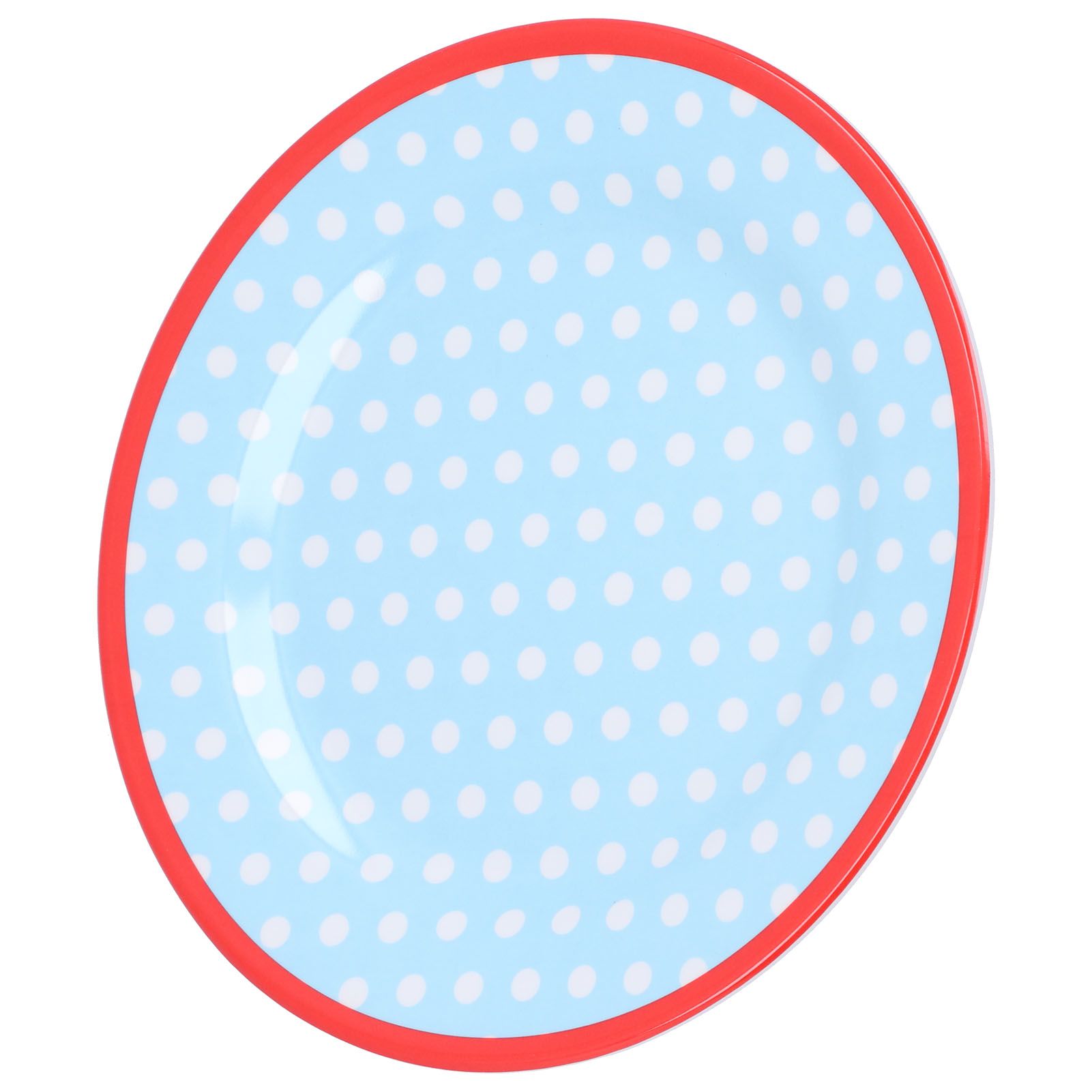 9in Imitation Porcelain Dinner Plate Decorative Reusable Snack Plate Lightweight Tableware for Cakes FruitLight Blue Dot