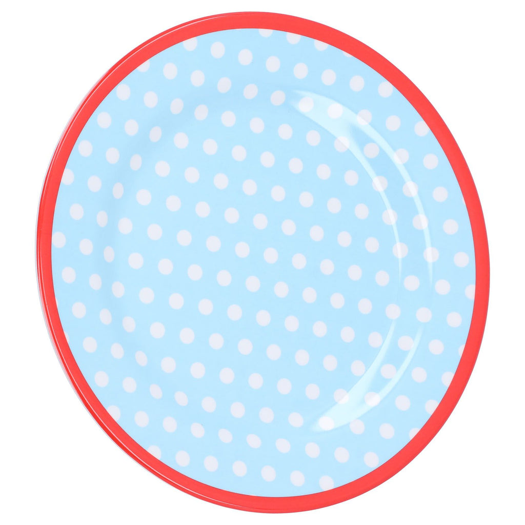 9in Imitation Porcelain Dinner Plate Decorative Reusable Snack Plate Lightweight Tableware for Cakes FruitLight Blue Dot